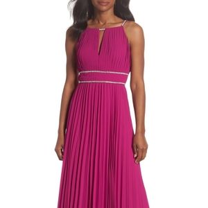 NWT, Eliza J. Jeweled Strap Pleated Gown